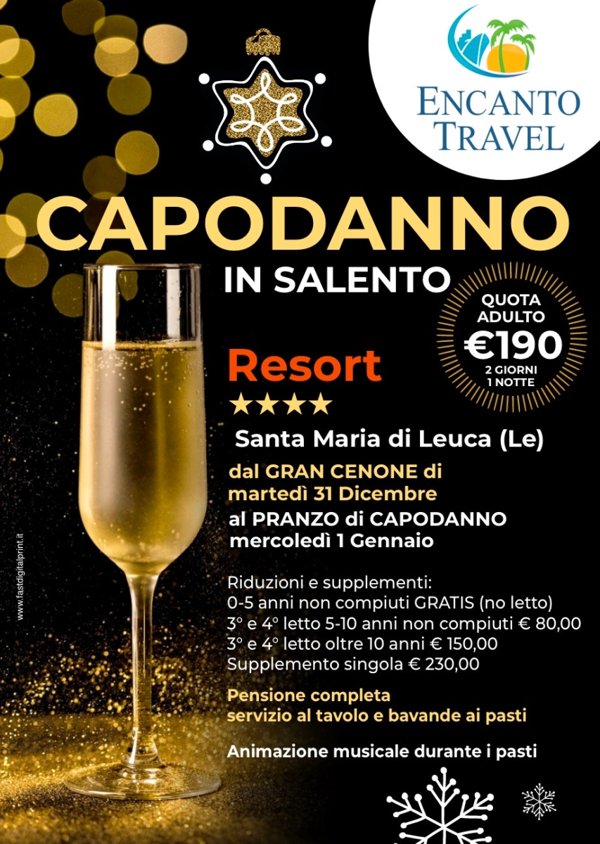 Capodanno in Salento  RESORT 4 STELLE A SANTA MARIA DI LEUCA (Le)